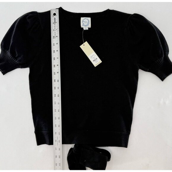 NWT Francesca's Blue Rain Black Pullover Sweater Tie Back Size Small Preppy - Picture 10 of 11